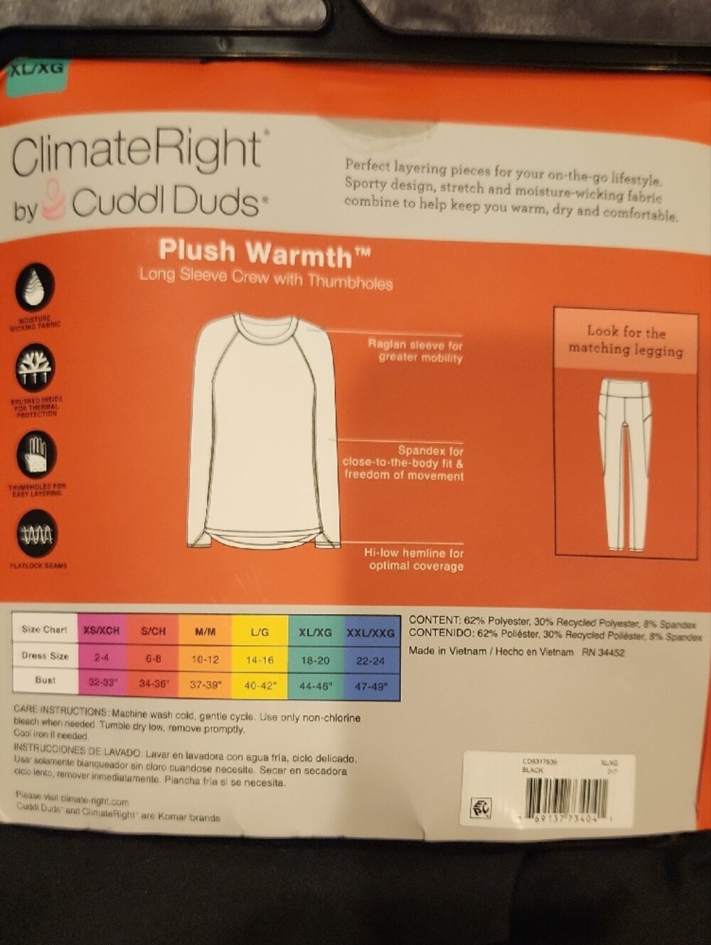 Cuddl Duds ClimateRight Long Sleeve Crew - Black - Picture 4 of 4